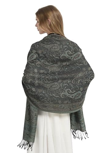 Umjetnost Womens Soft Silky Pashmina Rave Scarf Paisley Pattern Pashmina Shawl Wrap with Fringes thumbnail 6