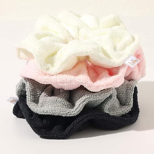 Ivyu Microfiber Hair Drying Scrunchies Towel Fiber Large Big Scrunchie for Curl Hair for Shower Wet Anti Frizz Hair Products Absorbent Fast Terry Cloth Sleep Scrunchy thumbnail 7
