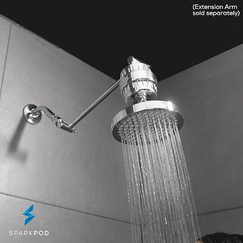 SparkPod Luxury Filtered Shower Head Set 23 Stage Shower Filter - Reduces Chlorine and Heavy Metals - High Pressure Showerhead Filter (6" Round, Luxury Polished Chrome) thumbnail 2