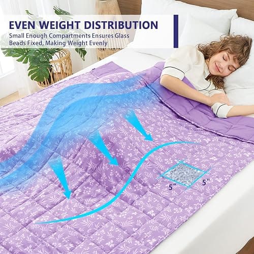 yescool Weighted Blanket for Adults (20 lbs, 48" x 72", Mauve) Cooling Heavy Blanket for Sleeping Perfect for 140-160 lbs, Twin Size Breathable Blanket with Premium Glass Bead, Machine Washable thumbnail 3