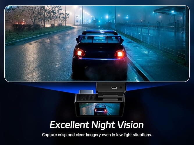Pelsee 4K Dash Cam Front and Rear, 64GB SD Card, Dual Dash Camera for Cars with Wi-Fi, GPS, ADAS, BSD, LCA, 3’’ IPS Display Car Camera, APP & Voice Control, Night Vision, 24H Parking Mode thumbnail 3
