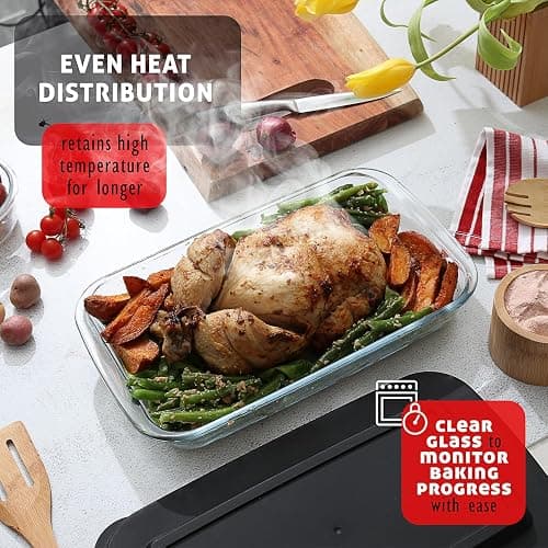Nestl 8pc Glass Baking Dishes for Oven, Glass Food Storage Containers with Lids, Leakproof Casserole Dishes for Oven with Lid, Cooking, Microwave Oven Freezer Safe Bakeware, 9x13 Lasagna Pan Black thumbnail 6