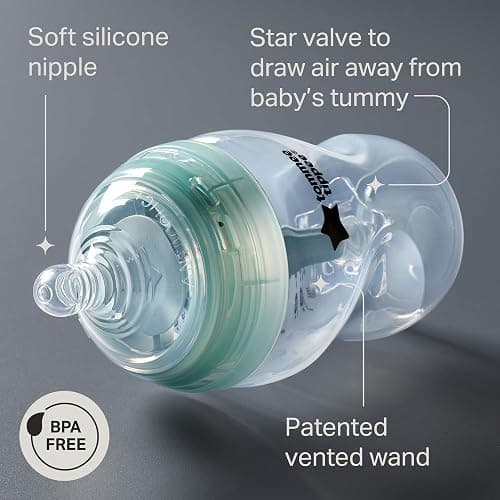 Tommee Tippee Advanced Anti-Colic 12 Piece Set, 5 oz and 9 oz BPA Free Bottles, Newborn 0+ Months, Includes Slow & Medium-Flow Breast-Like Nipples and Bottle Handles and Cleaning Brush thumbnail 4