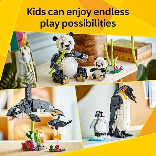 LEGO Creator 3 in 1 Wild Animals Panda Family - Building Toy Kit for Kids with 3 Building Options, Panda, Penguin, or Orca - 8 Year Old Girl & Boy Birthday Gifts - 31165 thumbnail 3