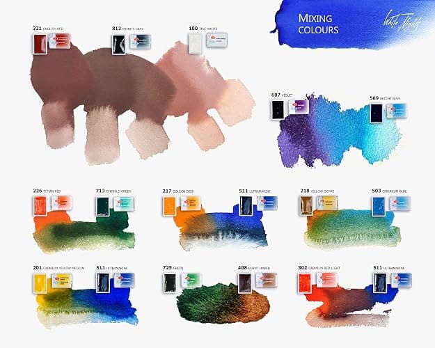 White Nights russische Künstler-Aquarellfarben im Set, 36 Farben in ganzen Näpfchen im Kunststoffkasten, hohe Brillanz und Leuchtkraft thumbnail 8
