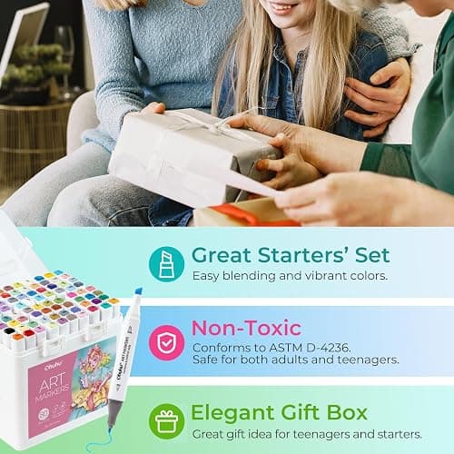 Ohuhu Alcohol Markers 80 Colors for Beginners Chisel& Fine for Coloring | Dual Tips Alcohol-based Art Marker Set with Blender for Adults Artists Drawing Illustration Sketching, Great Value Pack thumbnail 8