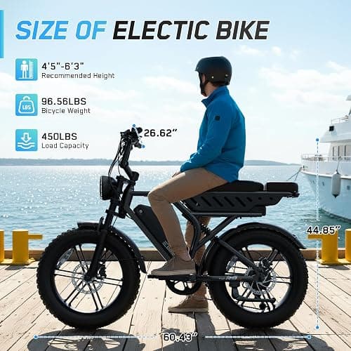 TST Electric Bike for Adults, 1500W Peak Motor 60/100 Miles Fat Tire Ebike with 48V 15Ah/25Ah Removable Battery 20" Fat Tire Electric Dirt Bike Full Suspension and 7-Speed thumbnail 5