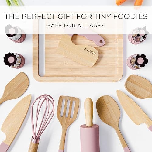 Wooden Cooking & Baking Set for Kids - Safe & Real Kitchen Tools Give Toddlers a Fun Cooking Experience - Durable Utensils are Perfect for Gifting to Create Lasting Family Memories thumbnail 7