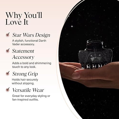Kitsch x Star Wars Darth Vader Glitter Medium Hair Clip for Women – Dark Side Galaxy-Inspired Claw Clip | Recycled Plastic, Strong Secure Grip | Ideal Gifts for Women, Hair Accessories for Girls thumbnail 3
