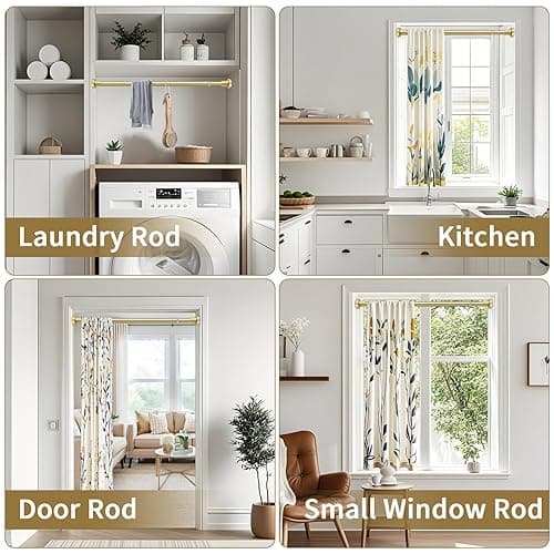 YNL Gold Shower Curtain Rod 32-64 Inch(2.7-5.33ft), Non-Slip, Never Rust, Stainless Steel No Drill Spring Tension Shower Rod, Adjustable Curtain Rod for Small Window Doorway Closet - Gold - 32-64Inch thumbnail 7