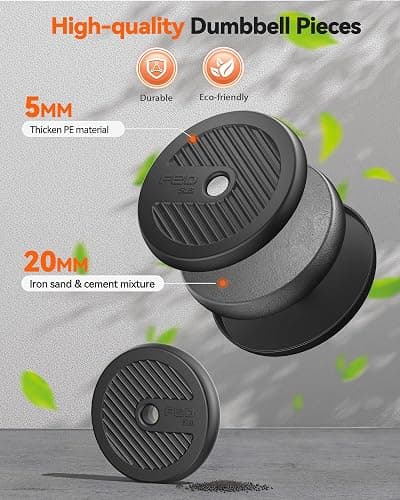 FEIERDUN Adjustable Dumbbells, 20/30/40/45/70/90lbs Free Weight Set with Connector, 5 in1 Dumbbells Set Used as Barbell, Kettlebells, Push up Stand, Weight Plate, Fitness Exercises for Home Gym Suitable Men/Women thumbnail 4
