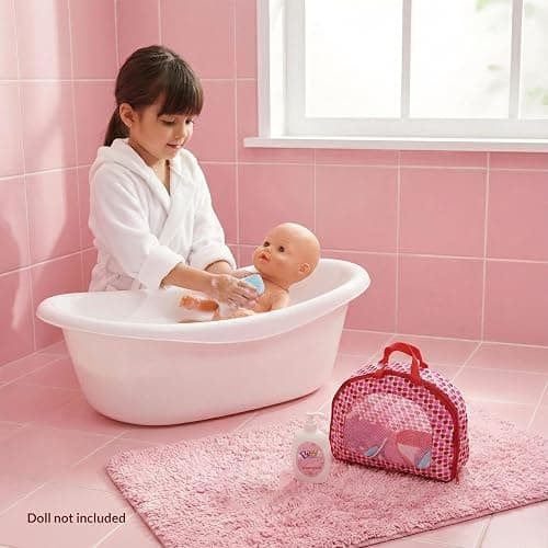 BiBi Doll Baby Doll Accessories Playset 18 Pcs with Carry Storage Bag - Includes Care & Feeding Set, Bottles, Dummy, Potty, Bib, Brush - Portable Nurturing Pretend Play Toy for Girls & Boys Aged 3+ thumbnail 6