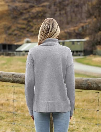 Zeagoo Women's Turtleneck Sweater 2026 Fall Winter Chunky Knitted Pullover High Low Hem Trendy Basic Jumper Top thumbnail 4