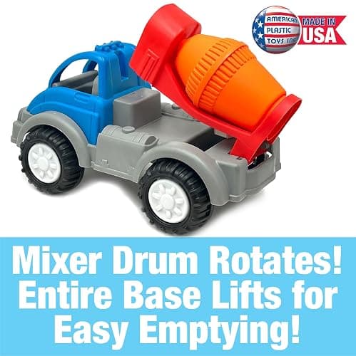 American Plastic Toys Gigantic Cement Mixer with Rotating Drum, Sturdy Wheels, Metal Axles & Made from Durable Plastic for Children 2 Years & Older thumbnail 4