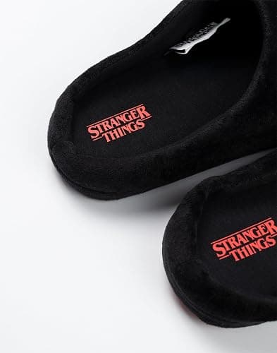 Stranger Things Unisex Black Logo Mule Slippers | Indoor Lounging Footwear with TV Show Design thumbnail 2