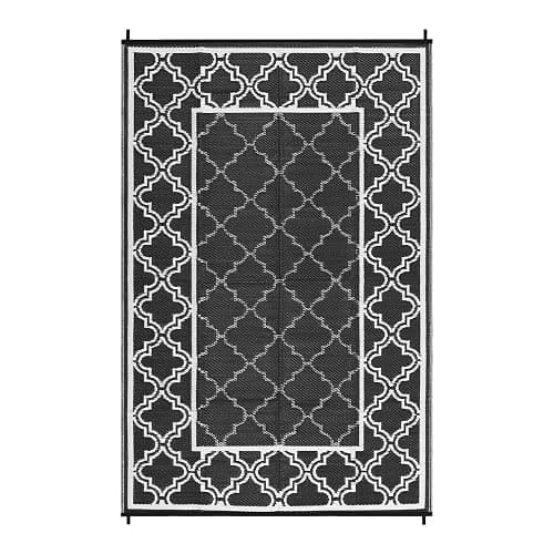 Garvee Reversible Outdoor Rug 9x12, Waterproof Outdoor Plastic Rug, Black | With Interlacing Pattern, RV Mat for Picnics, Patio, Camping, Balcony, Deck, Backyard, Porch thumbnail 8