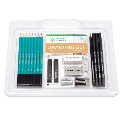 Drawing Set - Sketching and Charcoal Pencils - 100 Page Drawing Pad, Kneaded Eraser. Art Kit and Supplies for Kids, Teens and Adults, Sketch Set thumbnail 6