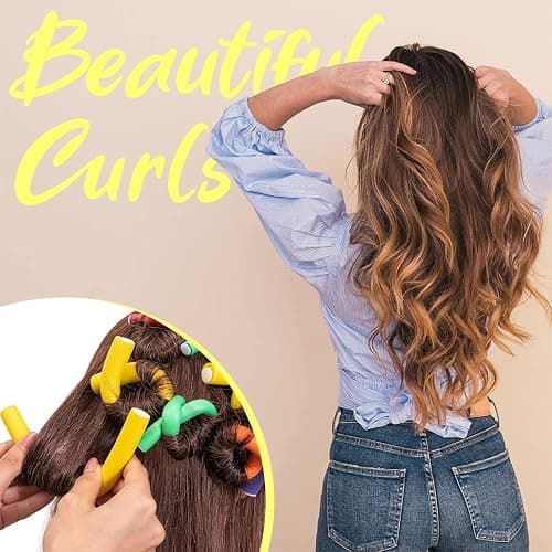 xnicx 47 pcs 7'' Hair Curlers Rollers Flexi Rods Flexible Curling Rods Set No Heat Heatless Bendy Foam Hair Curls for Long,Medium,Short Hair to Sleep in thumbnail 6