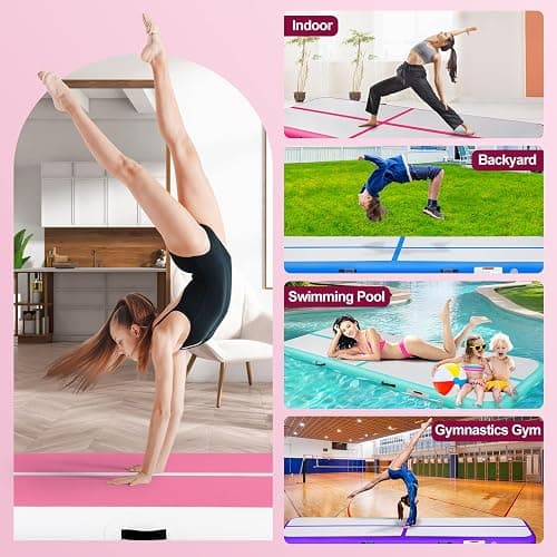 Inflatable Gymnastics Mat 10ft/13ft/16ft/20ft/ Air Tumbling Track Mats 4/8 inches Thick for Home Use/Training/Cheerleading/Yoga/Water with Pump thumbnail 6