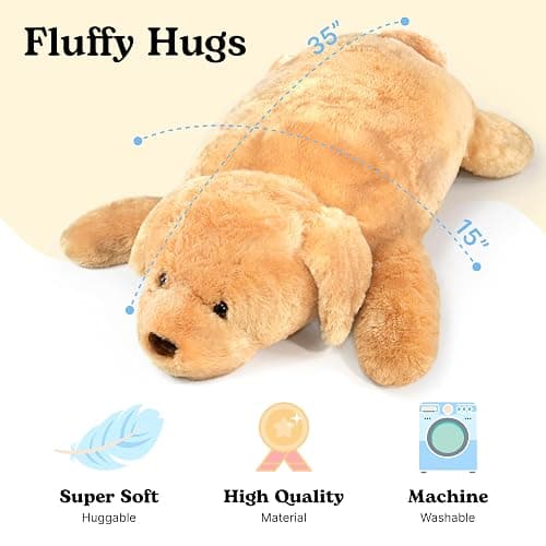 Royal Brooks Giant Stuffed Dog, Golden Retriever Plush Hugging Toy | Extra Large Soft Body Pillow for Kids, Huggable Golden Retriever Design, Cuddly Companion for Boys & Girls thumbnail 3