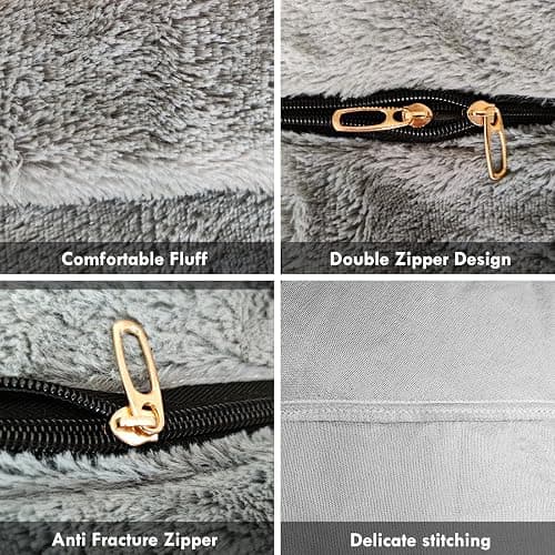 YudouTech (No Filler Bean Bag Chair Cover Without Filler,Big Round Soft Fluffy PV Velvet Washable Bean Bag Lazy Sofa Bed Cover for Adults,Living Room Bedroom Furniture Outside,5ft Black thumbnail 3