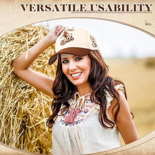 JaGely Western Trucker Hat Vintage Funny Cowboy Cowgirl Hat Retro Embroidered Cap Adjustable Country Cap for Women Men thumbnail 3