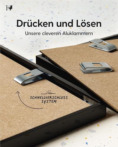 Heimlich® - Bilderrahmen - 30x45 cm, Aluminium Metall, Schwarz - Kleiner Posterrahmen mit Kunststoffabdeckung - Nur zur Wandmontage thumbnail 4