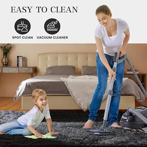 KNZE Super Soft Area Rugs for Living Room 5x7 Black, Fluffy Furry Shaggy Fuzzy Area Rug, Upgrade Anti-Skid Rectangular, High Pile Soft Throw Rug for Bedroom and Kids Room, Home Decor Aesthetic thumbnail 7