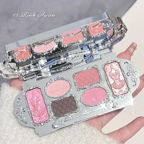 Flower Knows Swan Ballet Six-Color Makeup Palette,Soft Pink Face Makeup Palette with 4 Matte + 2 Shimmer Shades,Blendable Smooth Cute Make Up,0.23 Oz(03 Pink Swan) thumbnail 6