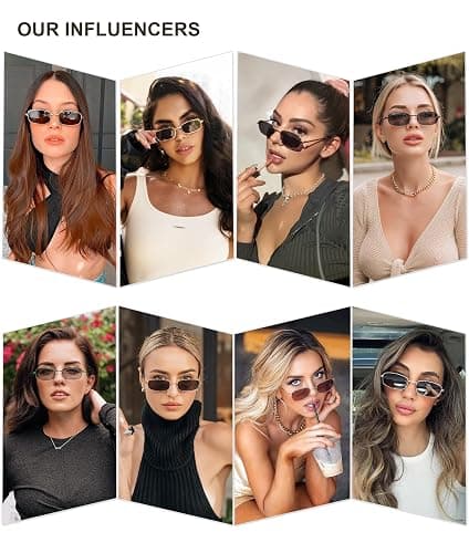 SOJOS Small Trendy Rectangle Sunglasses Womens Mens, Retro 80s 90s Y2k Chic Narrow Thin Skinny Sunnies SJ1187 thumbnail 3