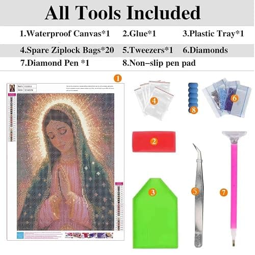 ckdiluy Virgin Mary Diamond Art Kits for Adults Beginners, 5D DIY Religion Diamond Painting Kits, Full Round Drill Diamonds Dots Gem Art Crystal, Home Wall Decor 12X16 Inch thumbnail 4