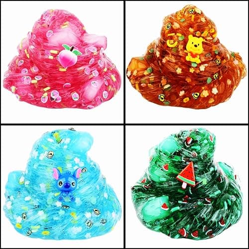 4 Packs of Jelly Cube Crystal Slime Kit, pre-Made Crisp Glue Boba Slime Party Gifts for Girls and Boys, DIY Kids Shimmer Clear Slime, Soft Stretch and Non-Stick Soft Putty Birthday Slime Toys thumbnail 2