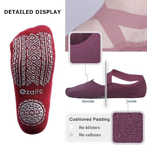 Ozaiic Pilates Socks for Women Non Slip Grip, Yoga Socks with Grippers for Barre, Hospital, Ballet, Dance, Barefoot Workout thumbnail 4