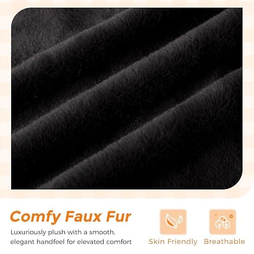 MAXYOYO Kids Bean Bag Chair, Comfy Bean Bag Sofa with Back Support, Faux Fur Cute Chair for Boys and Girls, Stuffed Floor Sofa for Nursery, Bedroom, Black thumbnail 5