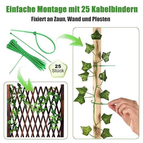 KASZOO 84Ft 12 Pack Artificial Ivy Garland Fake Plants, Vine Hanging Garland, Hanging for Home Kitchen Garden Office Wedding Wall Decor, Green thumbnail 4