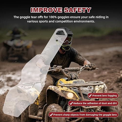AGSISK 100 Percent Goggles Tear Offs for RC2/AC2/ST2/Strata2/Racecraft2/Accuri2 Gen 2 | Residue-Free MX Lens Protection thumbnail 6