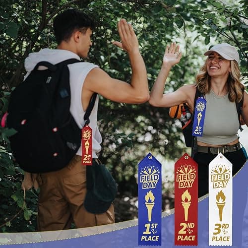 Thiccywoov 90 Pcs Field Day Ribbons for 1st, 2nd, 3rd Place, 8" x 2" Field Award Ribbons with Event Card and String for Sports Event, Competition Prize Gift, Contest Ornaments thumbnail 5