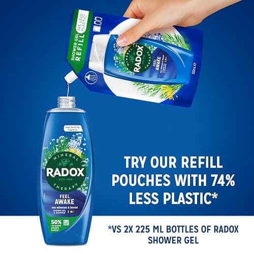 Radox Mineral Therapy Feel Awake Men 2in1 Shower Gel & Shampoo with Fennel & Sea Minerals - 225ml (Pack of 6) thumbnail 5