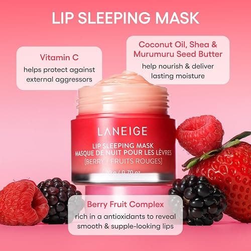 LANEIGE Day & Night Berry Lip Duo: Lip Sleeping Mask and Lip Glowy Balm with Vitamin C, Shea & Murumuru Butter for Hydrating Dry, Flaky Lips thumbnail 7