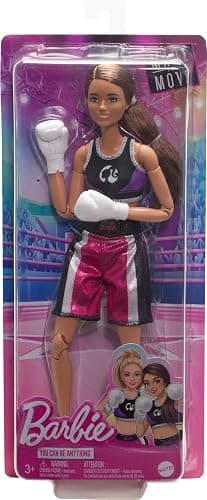 Barbie Careers Fashion Doll & Accessories, Made to Move Brunette Boxer Wearing Removable Uniform with Boxing Gloves, 22 Bendable Joints thumbnail 6