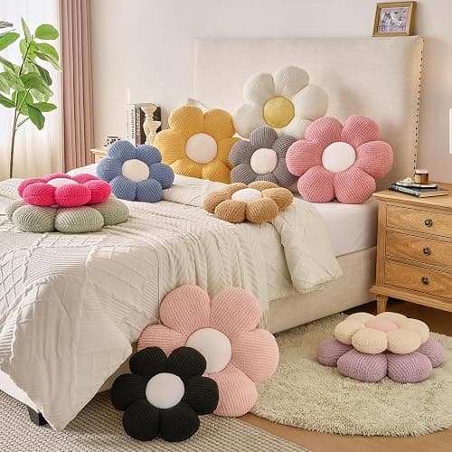 Znhinery Flower Pillow, Decorative Throw Pillow for Bed Couch, Flower Shaped Pillow Home Decor Daisy Pillows (Ivory White, 14.9 Inches) thumbnail 5