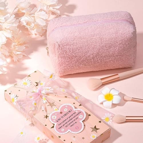 Christmas Gifts for Tween & Teen Girls - 8 PCS Birthday Gifts Basket Teen Girls Trendy Stuff w/ Fun Task Tags Make up Brushes & Bag, Empower Advent Calendar Wrapped Gifts Box for Daughter Niece Sister thumbnail 7