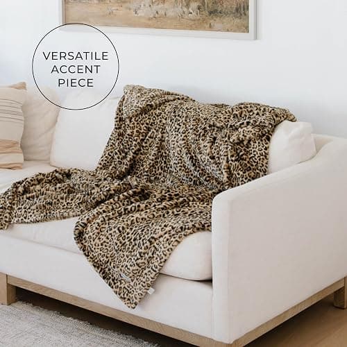 GRACED SOFT LUXURIES Throw Blanket Softest Warm Elegant Cozy Comfy Decorative Thick Faux Fur for Modern Living (Classic Leopard, Extra Large 60" x 80") thumbnail 4