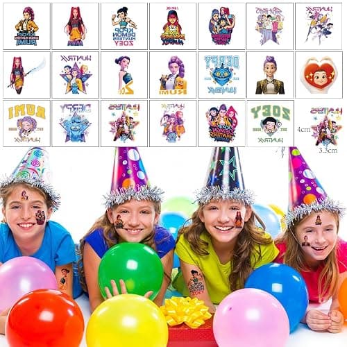 20pcs Demon Movie Hunters Temporary Tattoos for Kids Korean Idol Huntrx,Saja Boys,Jinwoo,Rumi,Tiger Decal Temporary Tattoos Body Stickers for Birthday Party Decorations,DIY Activity Supplies thumbnail 4