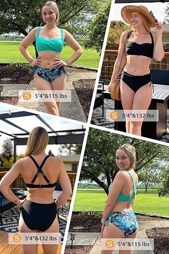 Women Two Piece Swimsuit - Push Up Bikini Set Criss Cross Bathing Suit Drawstring Mid Waist Bottom 2025 Swimwear thumbnail 5
