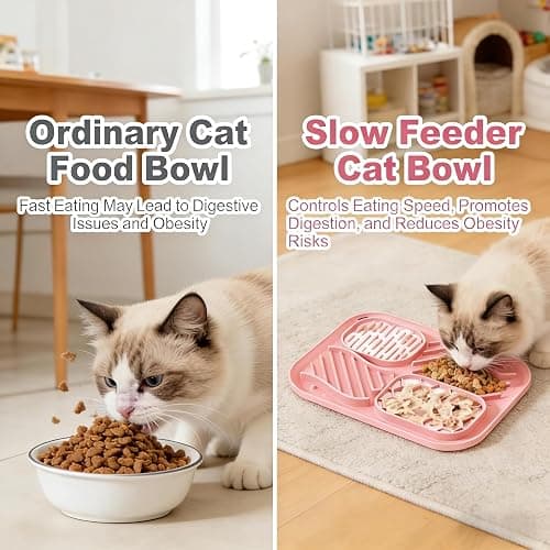 AZY 3-Piece Slow Feeder Cat Bowl Set with Strong Suction Cups | Silicone Lick Mat & Treat Spoon for Wet & Dry Food, Cat Enrichment thumbnail 2