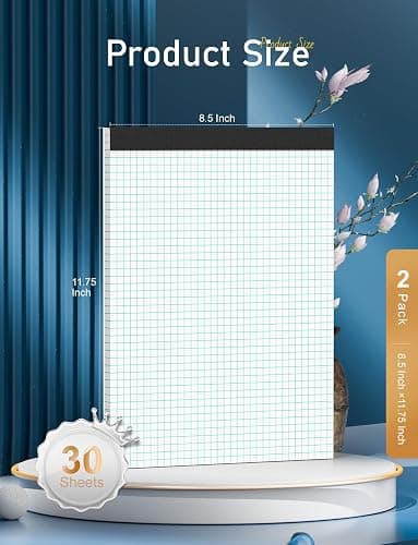 Zaviko Graph Paper Pad 8.5 x 11, 2 Pack, 4x4 Graph Ruled, Grid Paper Pad 8-1/2" x 11", Blueprint Quadrille Pad, Easy Tears Off, Grid Pad Notebook 8.5 x 11, White 70 GSM Graft Paper, 30 Sheets/Pad thumbnail 3