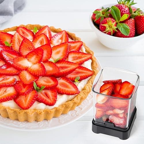GENGCANG Fruit Slicer Cup for Strawberry, Banana, Hard-Boiled Egg - Detachable Cutter with Push Plate - 304 Stainless Steel Blade - Rapid & Safe Slicing Kitchen Gadget for Quick Meal Prep (Black) thumbnail 2