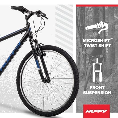 Huffy Stone Mountain Hardtail Mountain Bike for Boys/Girls/Men/Women, 20"/24"/26" Sizes, 6 or 21 Speed Shimano Twist Shifting, Front or Dual Suspension, Comfort Saddle, Sleek Colors thumbnail 2