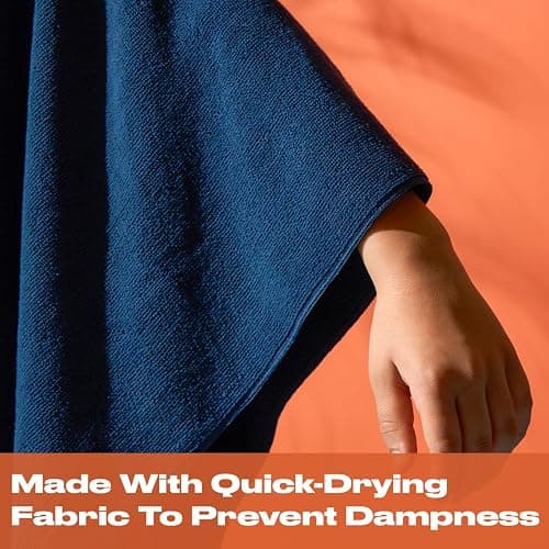 Brentfords Kids Towel Poncho Short Sleeve Quick Dry Absorbent Hooded Towels for Kids Beach Swim Childrens Travel Wrap Changing Robe Holiday Spa Pool Dry Oversized Swimming Towel, Navy thumbnail 8